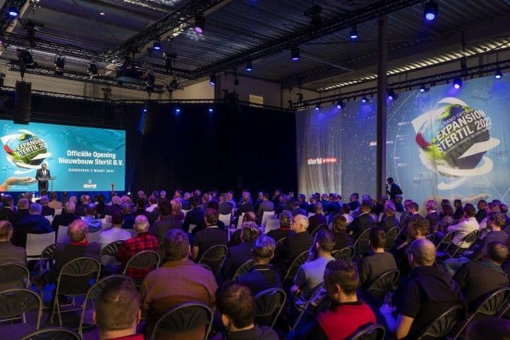 President and CEO of the Stertil Group, Ulbe Bijlsma, on the stage during the opening of the expansion.